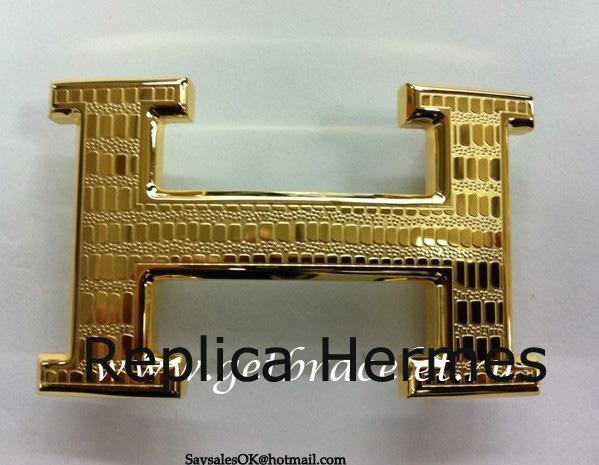 Hermes Reversible Belt 18K Gold Lizards Stripe Buckle Replica