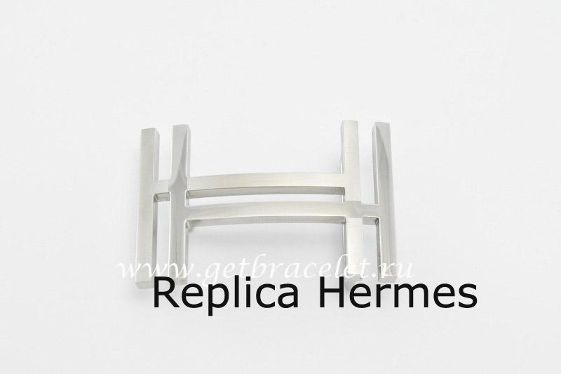 High Quality Knockoff Hermes Reversible Belt 18K Silver H Au Carre Brushed Buckle