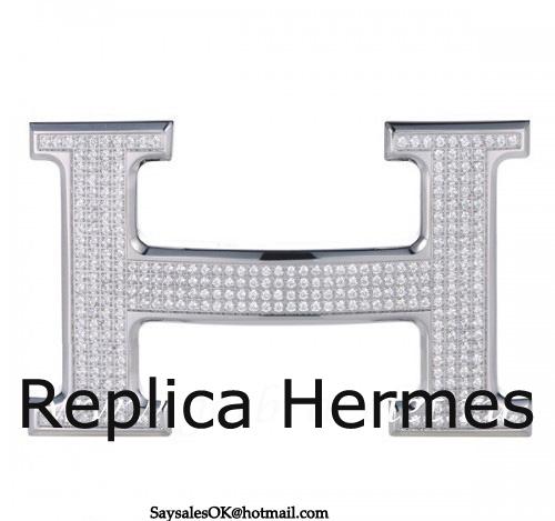 AAA Hermes Reversible Belt 18k Silver Plated H Buckle With Full Diamonds