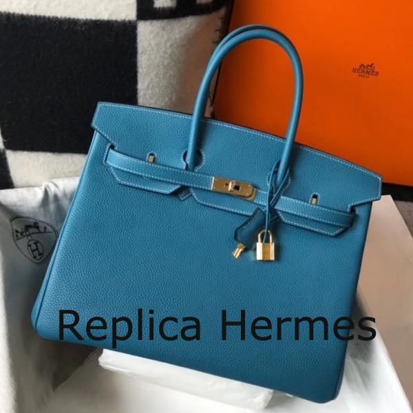 Fashion Hermes Blue Jean Clemence Birkin 35cm Handbag
