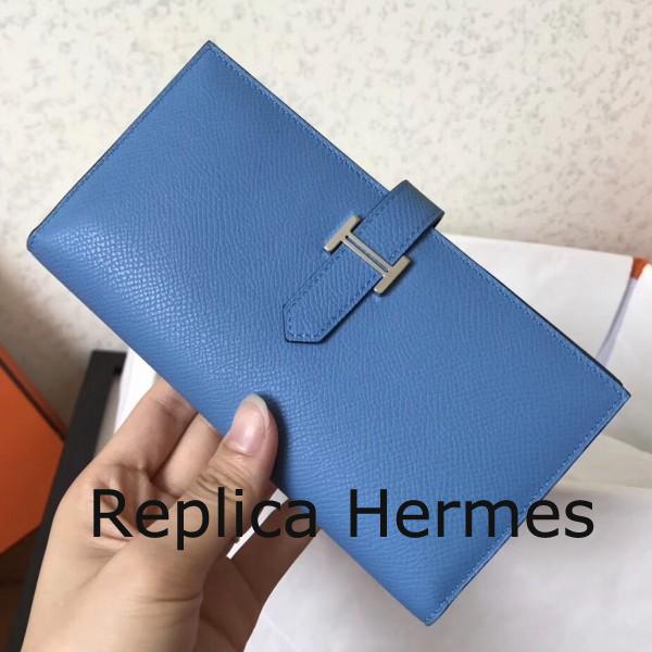 AAA Hermes Blue Jean Epsom Bearn Gusset Wallet