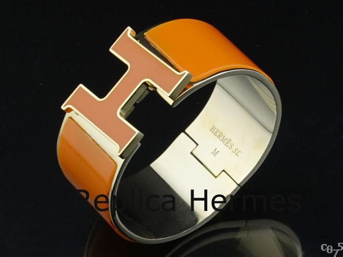Fake Cheap Hermes Yellow Enamel Clic H Bracelet Narrow Width (33mm) In Silver