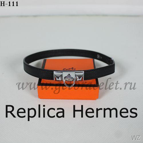 Hermes Rivale Double Wrap Bracelet Black Silver Replica