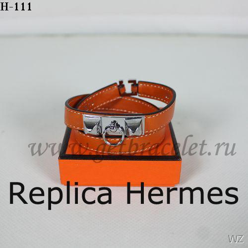 High Quality Replica Hermes Rivale Double Wrap Bracelet Orange Silver