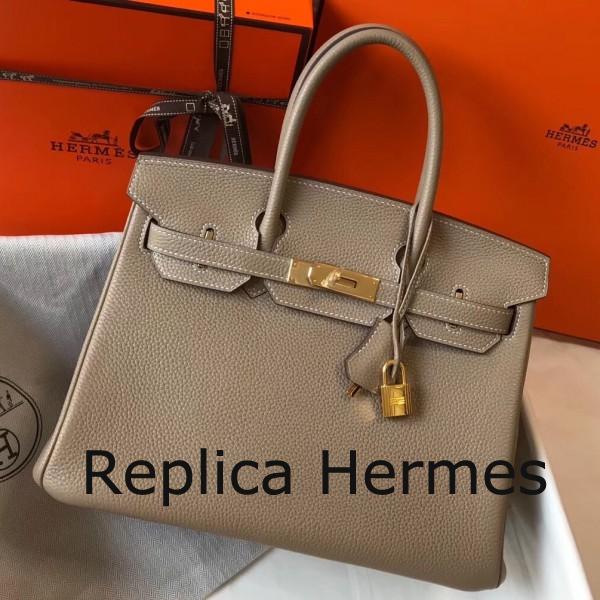 Replica Hermes Grey Clemence Birkin 30cm Handbag