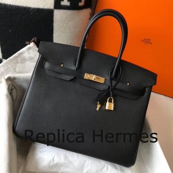 Replica Hermes Black Clemence Birkin 35cm Handbag