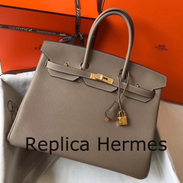 Best Cheap Hermes Grey Clemence Birkin 35cm Handbag
