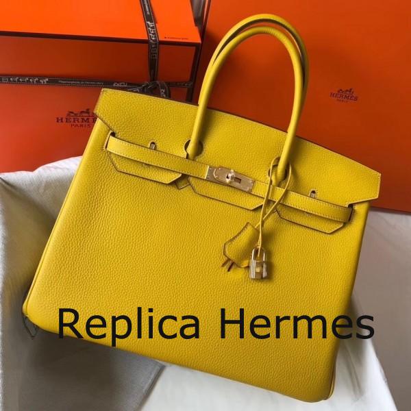 Hermes Yellow Clemence Birkin 35cm Handbag
