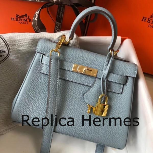 Wholesale Hermes Mini Kelly 20cm Handbag In Blue Lin Clemence Leather