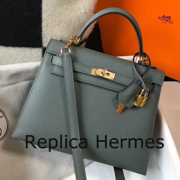 Replica Hermes Vert Amande Epsom Kelly 25cm Sellier Handbag GHW