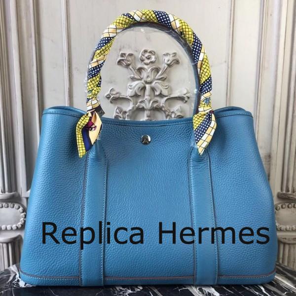 Hermes Garden Party 30cm TPM Blue Jean Handbag