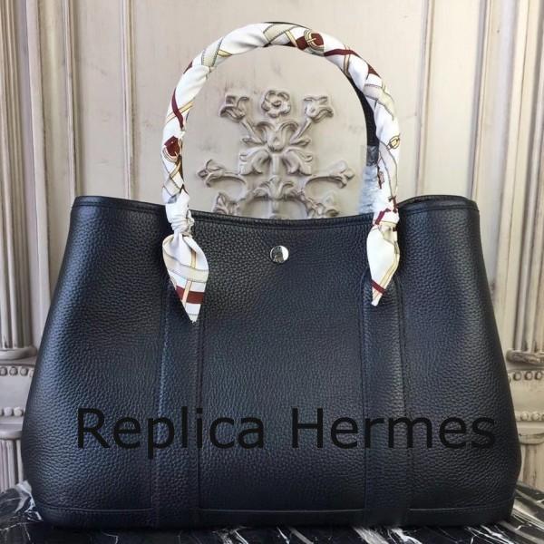 Replica Cheap Hermes Garden Party 30cm TPM Black Handbag