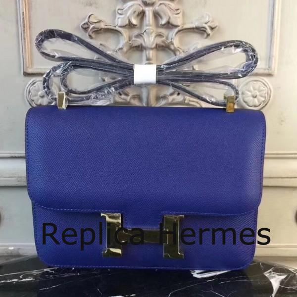 Replica Hermes Blue Electric Constance MM 24cm Epsom Leather Handbag