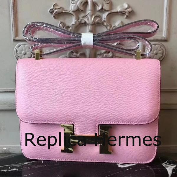 Replica High End Hermes Pink Constance MM 24cm Epsom Leather Handbag