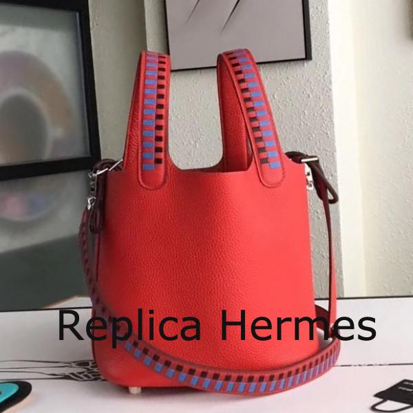 Hermes Red Picotin Lock 18cm Bag With Braided Handles Replica