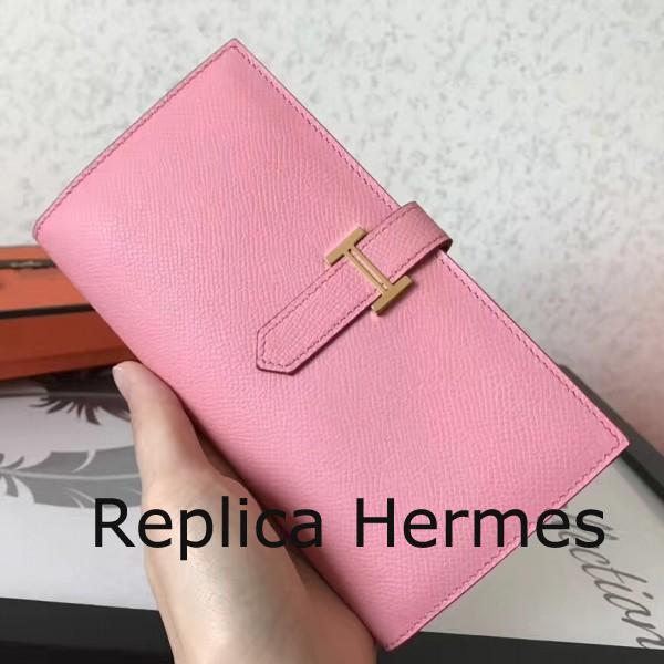 Fashion Hermes Pink Epsom Bearn Gusset Wallet