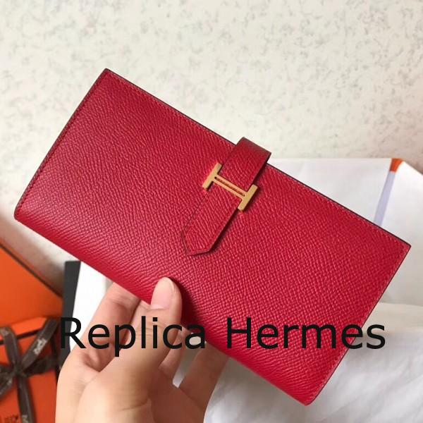 Best Knockoff Hermes Red Epsom Bearn Gusset Wallet
