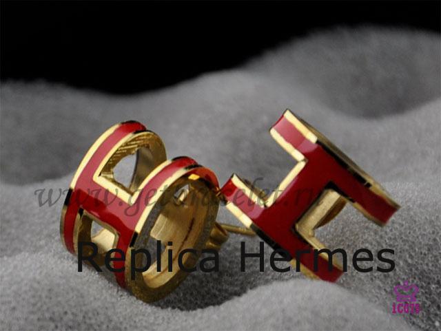 Lacquered Hermes Pop H Red Earrings In Yellow Gold