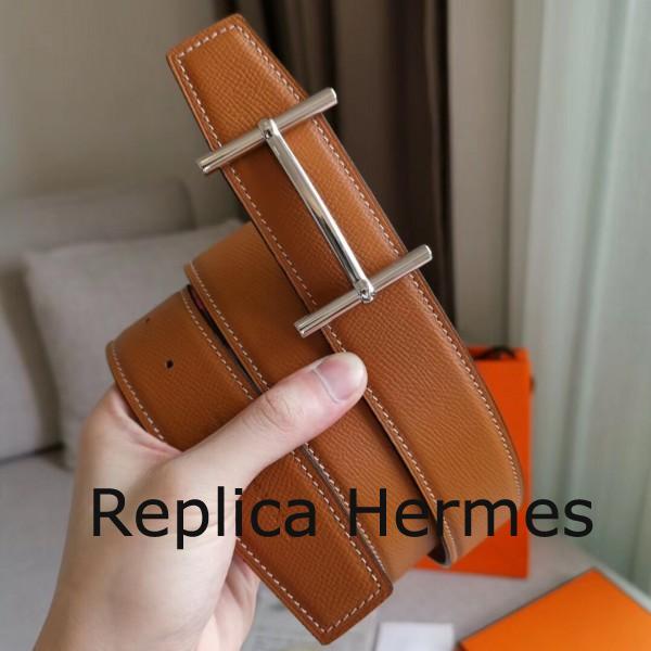 Imitation Hermes H D’Ancre Reversible Belt In Gold/Red Epsom Leather