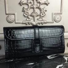AAA Hermes Jige Elan 29 Clutch In Black Crocodile Leather