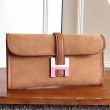 Faux High End Hermes Ocre Suede Jige Elan 29 Clutch Bag