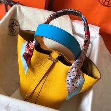 Faux Hot Hermes Bicolor Picotin Lock PM 18cm Yellow Bag