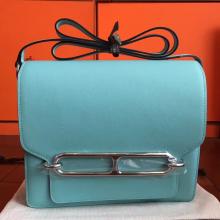 Hermes Mini Sac Roulis Bag In Blue Atoll Swift Leather Replica