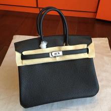 Replica Hot Hermes Black Clemence Birkin 25cm Handmade Bag