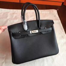 Faux Cheap Hermes Black Swift Birkin 25cm Handmade Bag