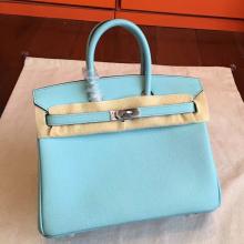 Knockoff Hermes Blue Atoll Epsom Birkin 25cm Handmade Bag