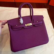 Hermes Cyclamen Clemence Birkin 25cm Handmade Bag Replica