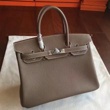 Hermes Etoupe Clemence Birkin 25cm Handmade Bag Replica