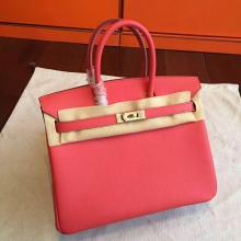 Hermes Rose Red Epsom Birkin 25cm Handmade Bag Replica