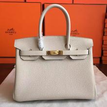 1:1 Hermes Beige Clemence Birkin 30cm Handmade Bag