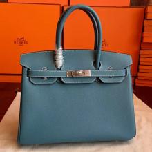 Fake Hermes Blue Jean Epsom Birkin 30cm Handmade Bag