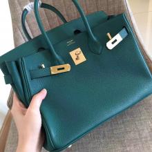 Hermes Malachite Clemence Birkin 30cm Handmade Bag