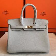 Copy Hermes Pearl Grey Clemence Birkin 30cm Handmade Bag