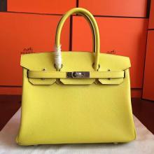 Hermes Soufre Epsom Birkin 30cm Handmade Bag Replica