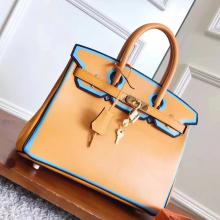 1:1 Replica Hermes Yellow With Blue Piping Epsom Birkin 30cm Bag