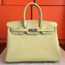 Hermes Curry Clemence Birkin 35cm Handmade Bag