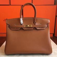 Hermes Gold Swift Birkin 35cm Handmade Bag Replica