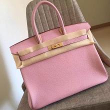 Hermes Pink Clemence Birkin 35cm Handmade Bag Replica