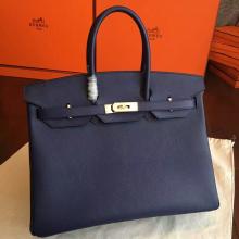 Faux Cheap Hermes Sapphire Epsom Birkin 35cm Handmade Bag