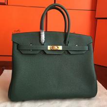 Hermes Vert Clemence Birkin 35cm Handmade Bag