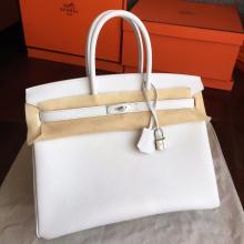 Faux Hot Hermes White Epsom Birkin 35cm Handmade Bag