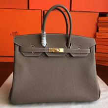 Cheap Imitation Hermes Etoupe Clemence Birkin 40cm Handmade Bag