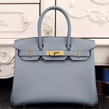 Imitation Hermes Birkin 30cm 35cm Bag In Blue Lin Epsom Leather