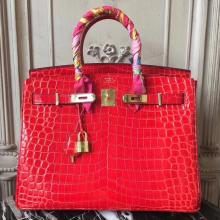 Hermes Birkin 30cm 35cm Bag In Cherry Crocodile Leather Replica
