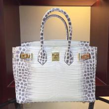 Cheap Imitation Hermes Birkin 30cm 35cm Bag In White Crocodile Leather
