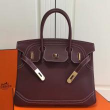 Replica Perfect Hermes Birkin Ghillies 30cm In Burgundy Swift Leather